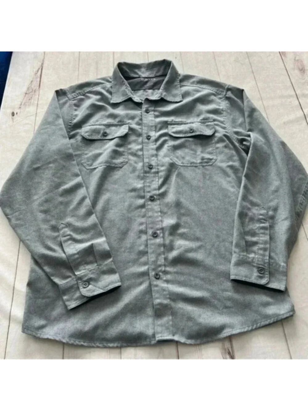 Orvis Gray Long Sleeve Button Up Pockets Outdoors Shirt Men's Size XL